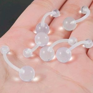 6 Clear Plastic Belly Button Rings